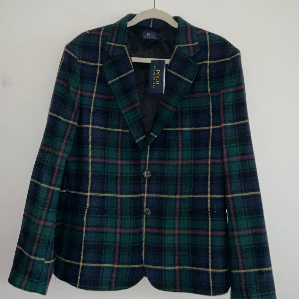POLO RALPH LAUREN BLACK WATCH TARTAN PLAID 100%WOOL LINED JACKET COAT SIZ 10 NWT